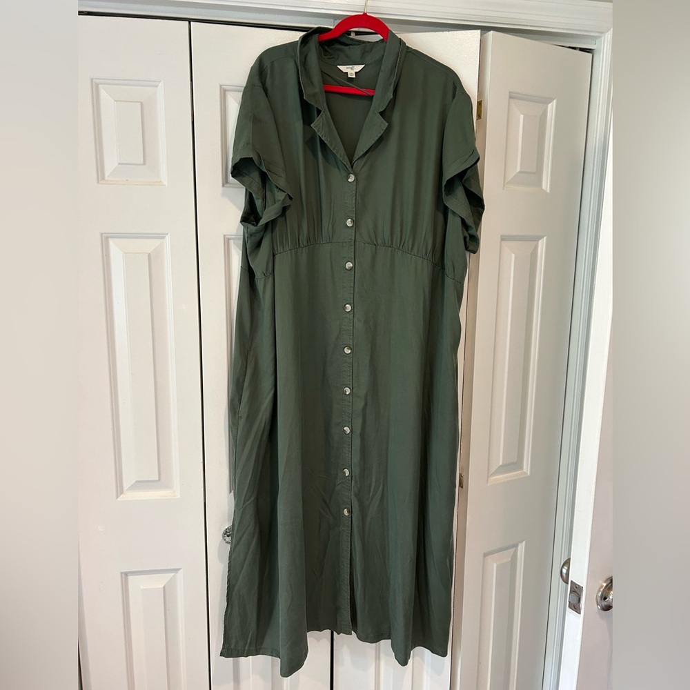 Terra & Sky Olive Button-Up Maxi Dress